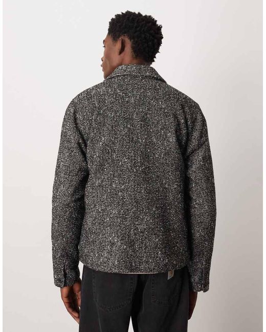 Chaqueta Negra Estilo Camisa Con Patrón De Espiga De Tejido Efecto Lana De -Negro ASOS de hombre de color Gray