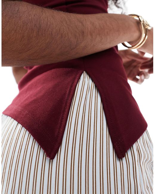 Bershka Red – trägerloses, asymmetrisches oberteil