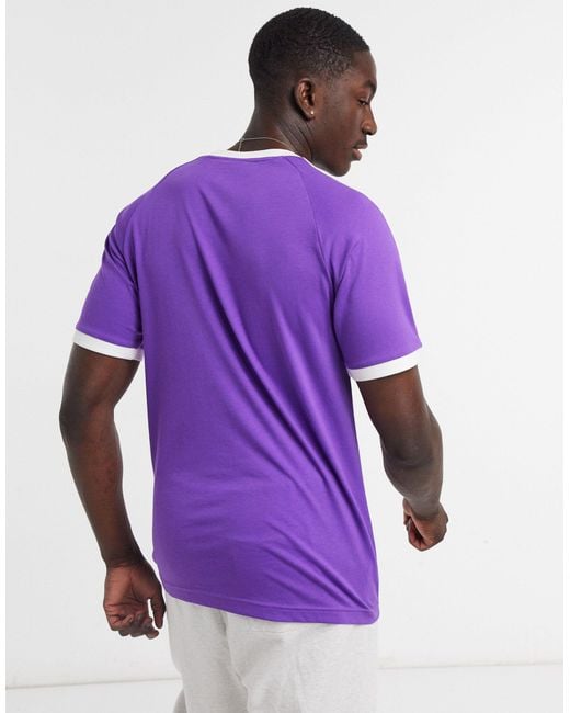 Camiseta con tres rayas adicolor adidas Originals de hombre de color Morado  | Lyst