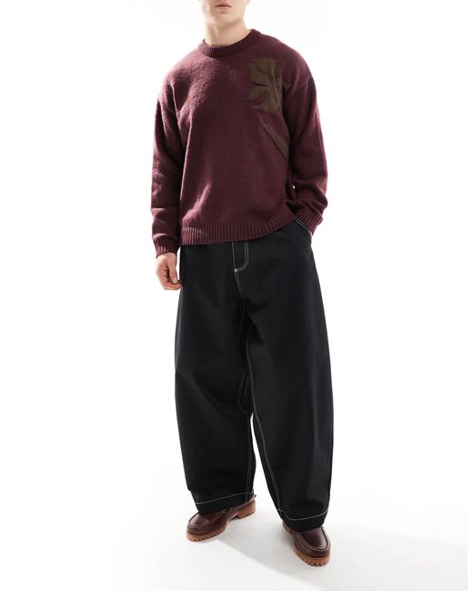 ASOS – extrem weite hose in Red für Herren