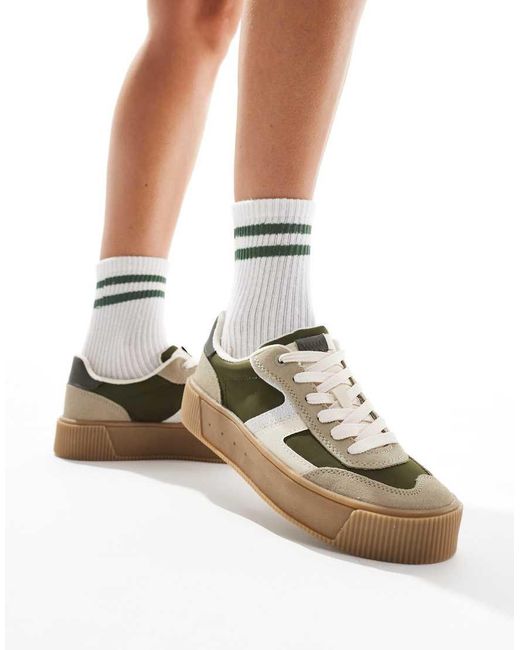 Stradivarius White Platform Trainer With Chunky Sole