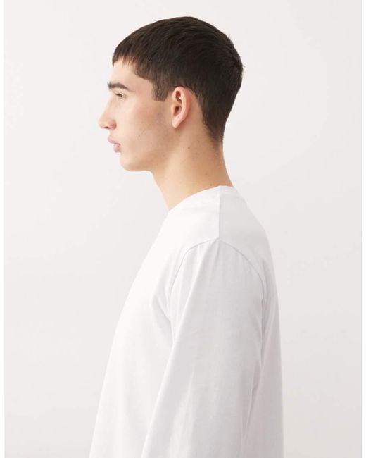 Reclaimed Vintage White Long Sleeve Cropped Boxy T-shirt for men