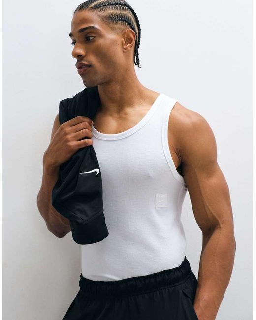 Nike White Nac Dri-Fit Ribbed Tank for men