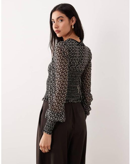 Free People Black Dottie Knit Scoop Top