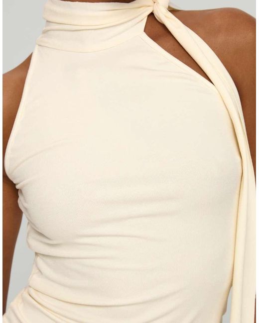 Princess Polly Gray Mathias Slinky Halterneck Tie Neck Top