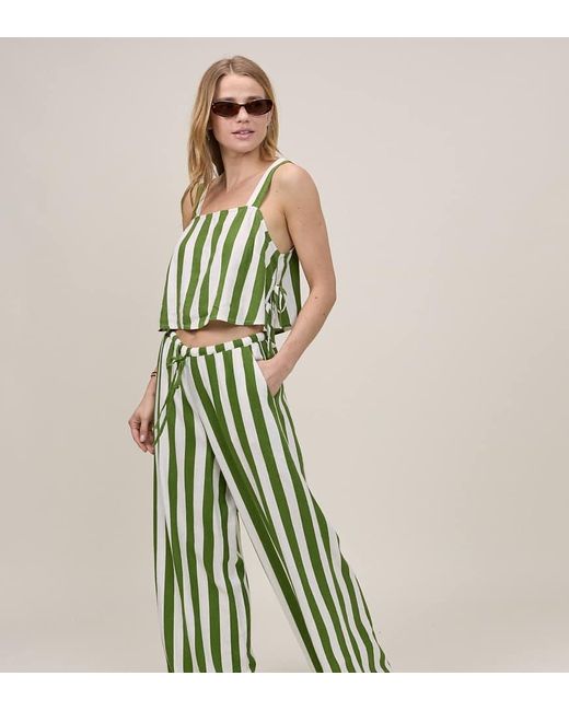 Nobody's Child Petite Green Reese Linen Mix Wide Leg Pants