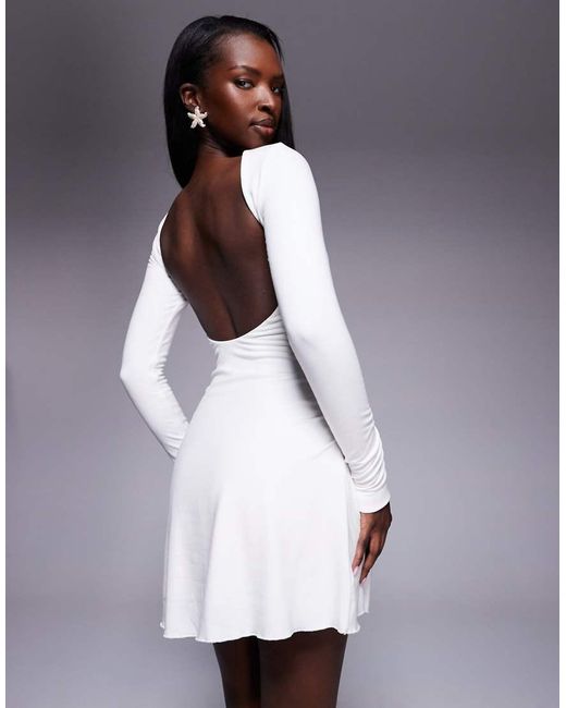 Oh Polly White Brenna Open Back Jersey Mini Dress