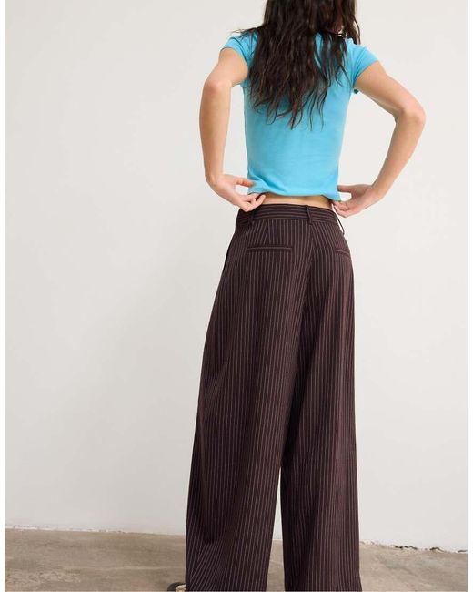 Stradivarius Blue Barrel Smart Trousers