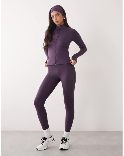 4505 Purple Icon Zip Up Studio Long Sleeve Top