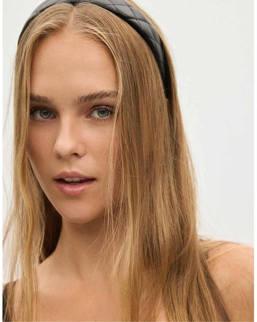 Stradivarius Black Rigid Topstitched Headband