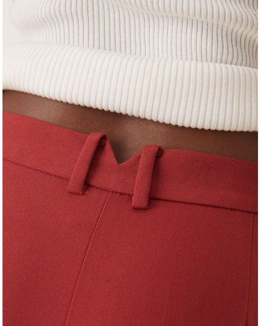 ASOS Red Tailo Slim Straight Suit Pants With Slit
