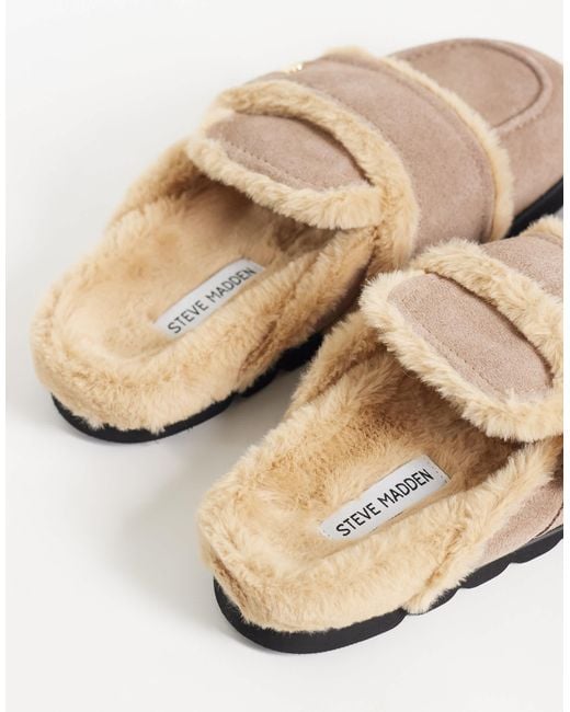 Steve Madden White Faux Shearling Clogs