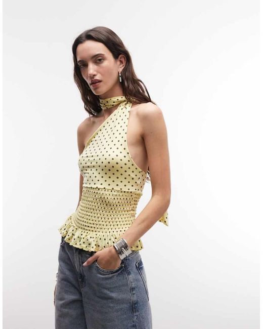 Daisy Street White Shirred Scarf Halter Top