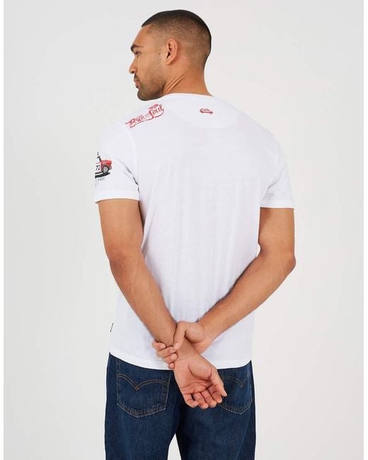 Brave Soul White Cotton Jersey Graphic T-Shirt for men