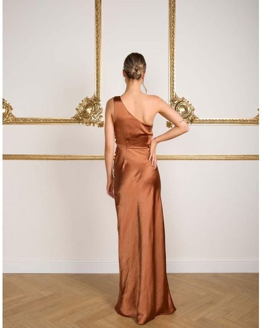 Six Stories Natural One Shoulder Satin Bridesmaid Dress