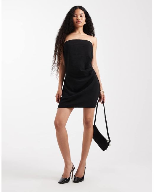 Only Petite Black Ruched Detail Bandeau Mini Dress