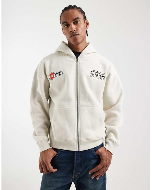 Hollister White Red Bull Zip Through Hoodie for men