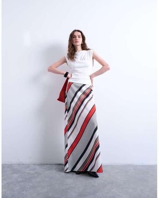 TOPSHOP White Flood Length Maxi Bias Skirt