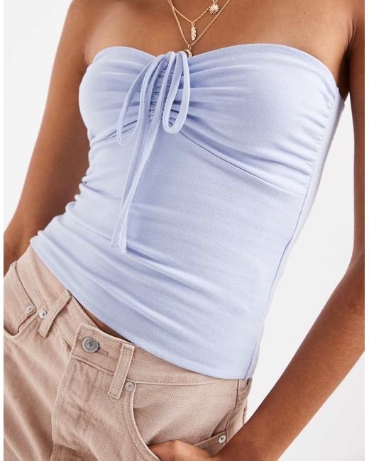 Hollister White Tie Front Halterneck Tube Top