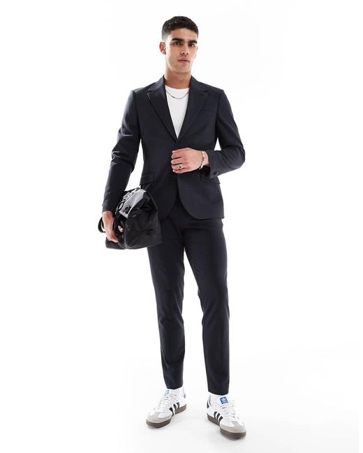 ASOS Blue Four Way Stretch Skinny Suit Jacket for men