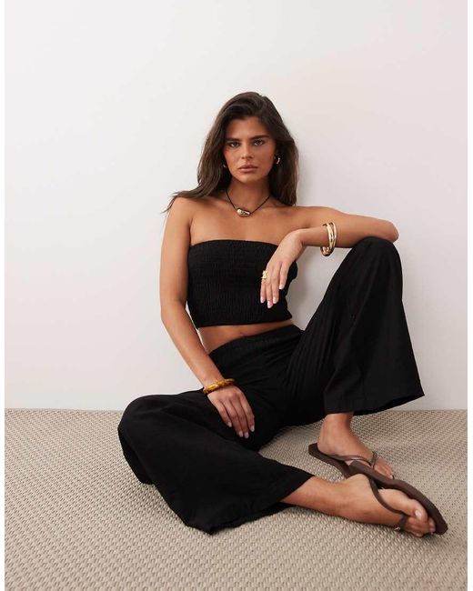 The Frolic Black Exclusive Elasticated Waist Wide Leg Pants