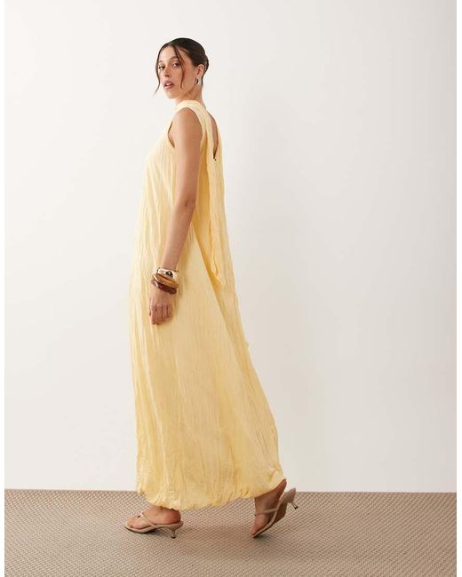ASOS Natural Crinkle Scoop Neck Maxi Dress With Scarf Detail