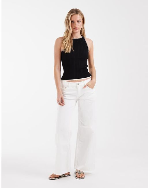 River Island Black Fine Knit Contrast Trim Vest
