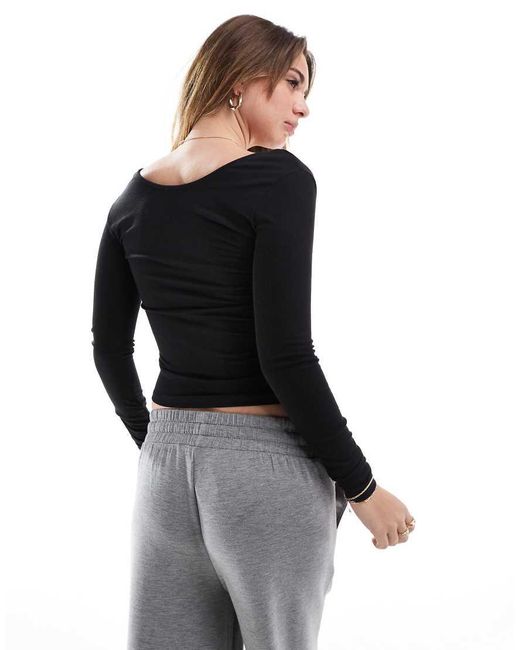 Cotton On Black Scoop Long Sleeve Top