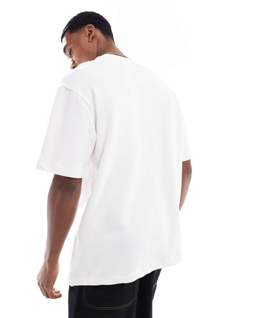 Bershka White Flock Printed T-shirt for men