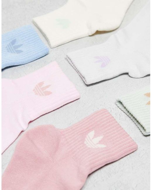 Adidas Originals Multicolor Adicolor Trefoil 6 Pack Ankle Socks