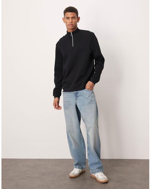ASOS Black Quarter Zip Sweatshirt for men