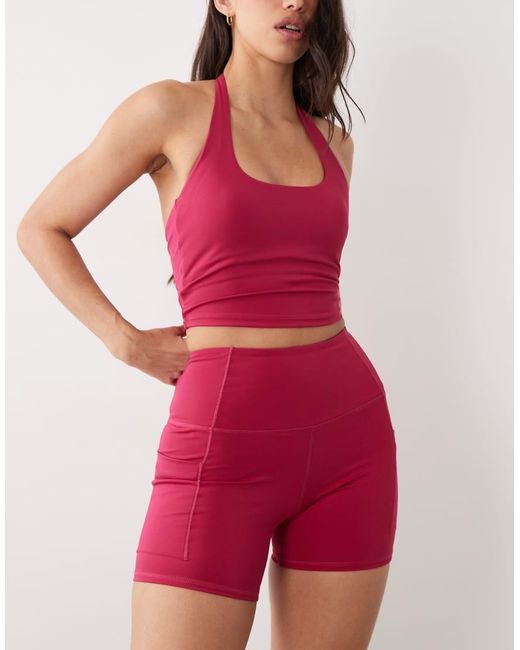 4505 Red Hourglass Active Waist Snatching High Rise 5"" legging Short
