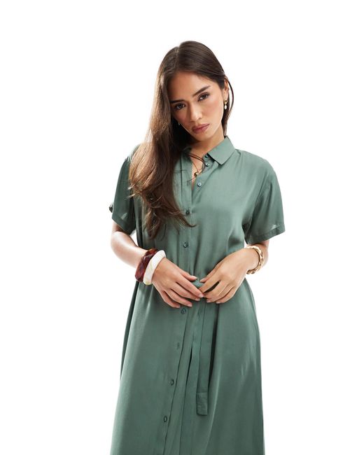 Vero Moda Green – midi-hemdblusenkleid