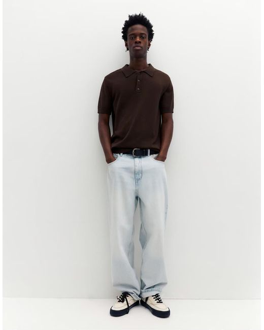 Pull&Bear White Short Sleeve Polo Shirt for men