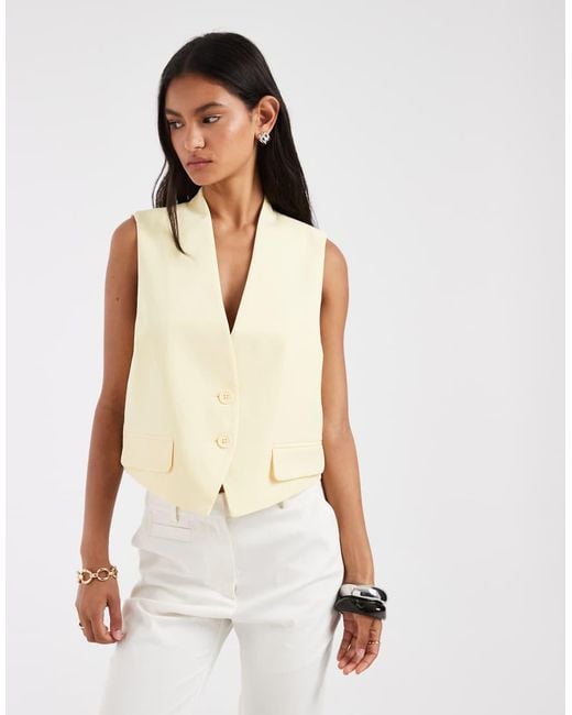 Pieces White Tailored Waistcoat