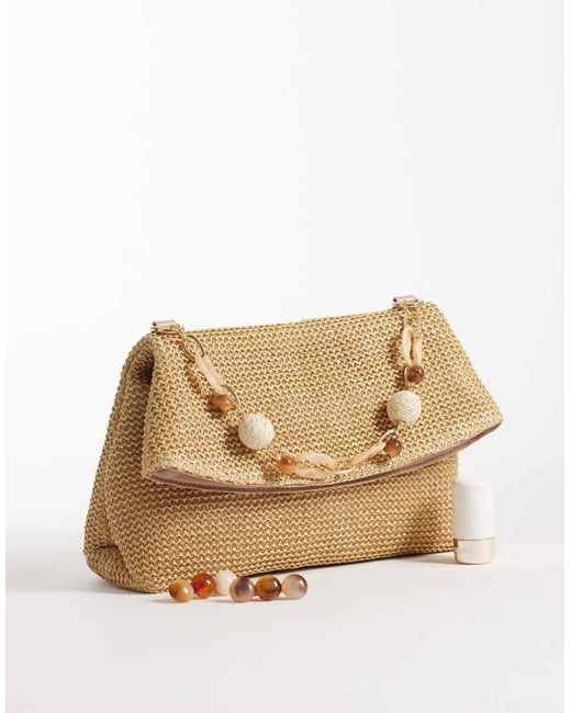 ASOS Natural Straw Clutch Bag With Resin Strap