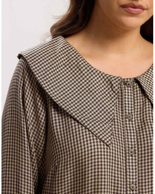 Yours Clothing Brown Collared Check Shirt