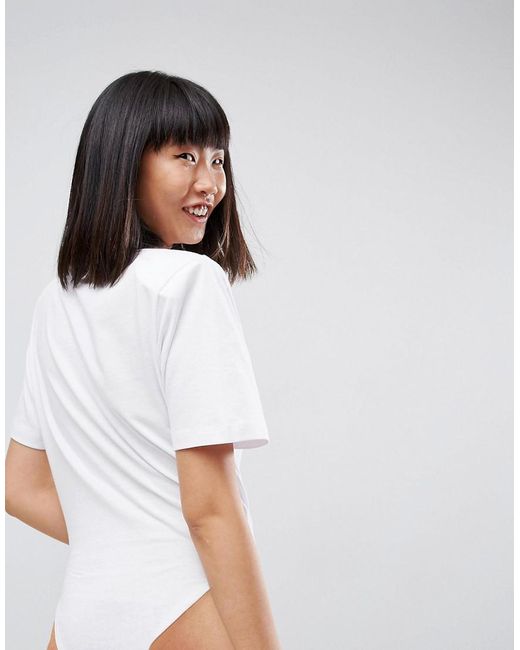 ASOS Crew Neck T-shirt Body With Shoulder Pads in White | Lyst UK