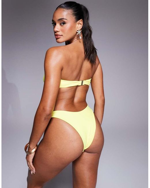 Missy Empire Yellow Bandeau Metal Trim Bikini Top Co-Ord
