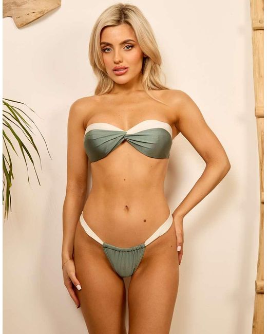Wolf & Whistle Natural X Isabella Whittingham Bandeau Twist Bikini Top