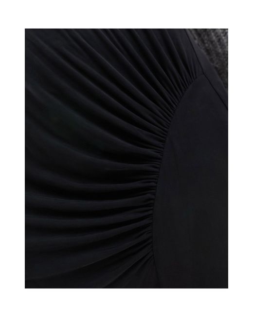 Falda midi negra elástica asimétrica con detalle drapeado & Other Stories de color White