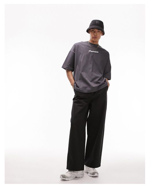 Topman Black Extra Wide Trousers for men