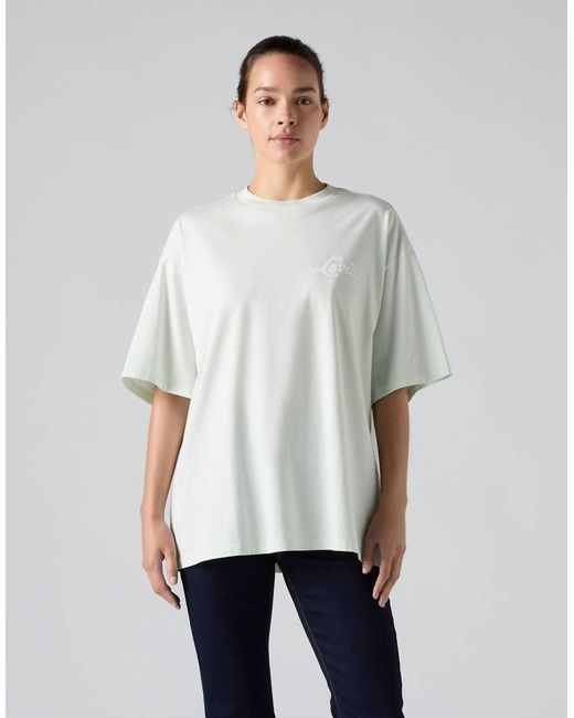 Camiseta Verde Pálido De Manga Corta Con Estampado Gráfico Apilado De Algodón Levi's de color White