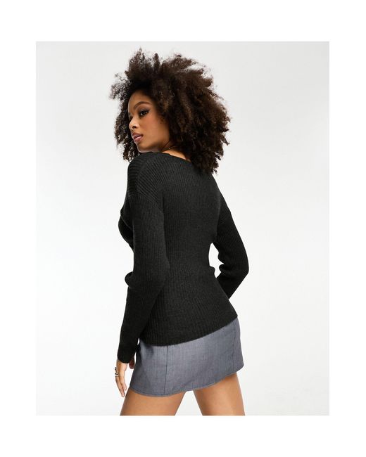 Object Black Cross Front Wrap Around Jumper