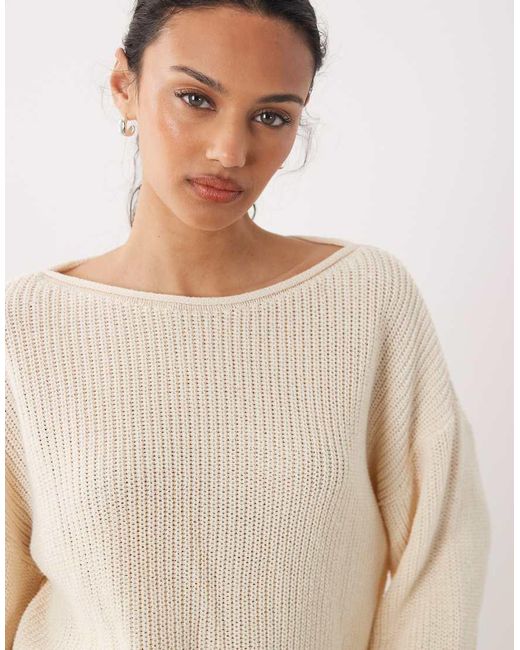 ASOS Natural Knitted Open Stitch Beach Jumper