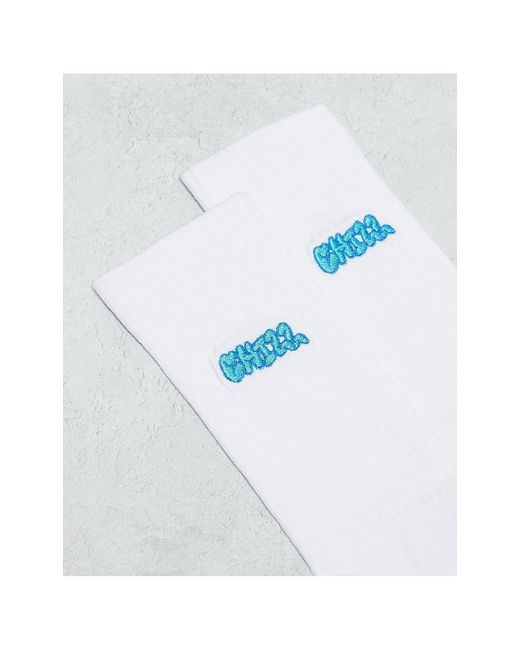 ASOS White Sock With Chill Embroidery for men