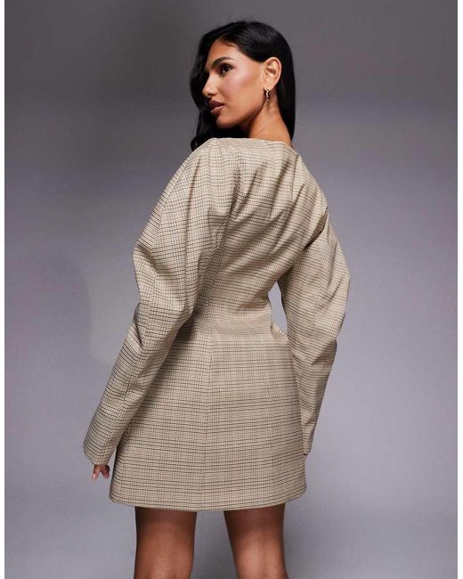 ASOS Brown Button Down Sculpted Mini Dress With Cocoon Sleeves