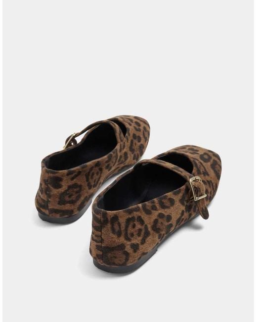 Yours Clothing Brown Wide Fit Leopard Mary Jane Flats