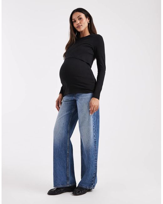 Mama.licious Blue Mamalicious Maternity Nursing Function Long Sleeve Jersey Top