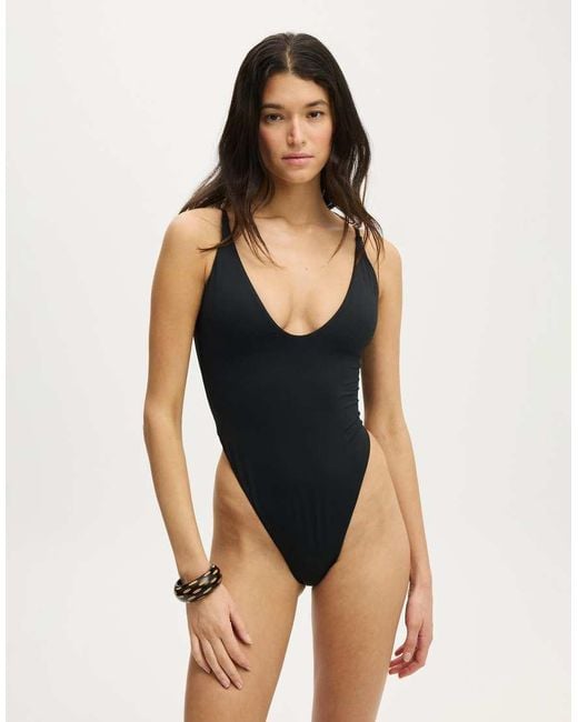Cotton On Blue Tie Back Strappy One Piece Brazilian